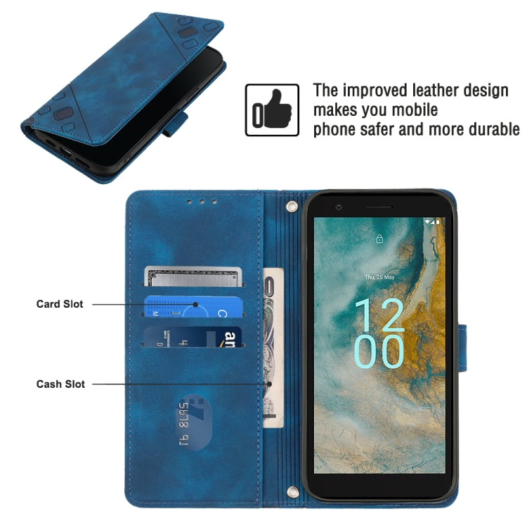 For Nokia C02 Skin-feel Embossed Leather Phone Case
