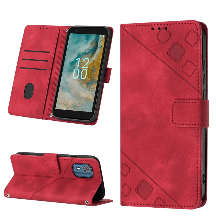 For Nokia C02 Skin-feel Embossed Leather Phone Case