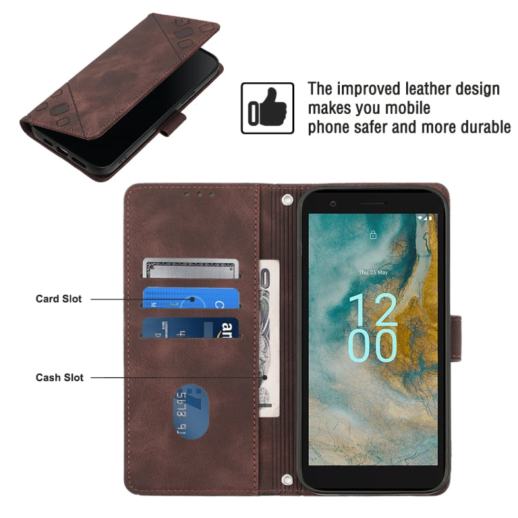 For Nokia C02 Skin-feel Embossed Leather Phone Case