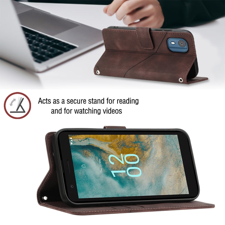 For Nokia C02 Skin-feel Embossed Leather Phone Case