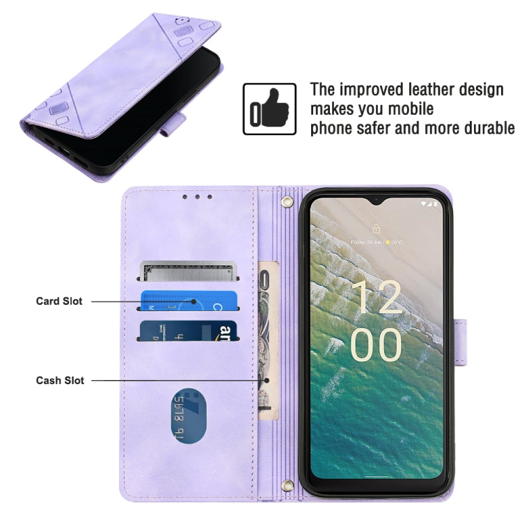 For Nokia C32 Skin-feel Embossed Leather Phone Case