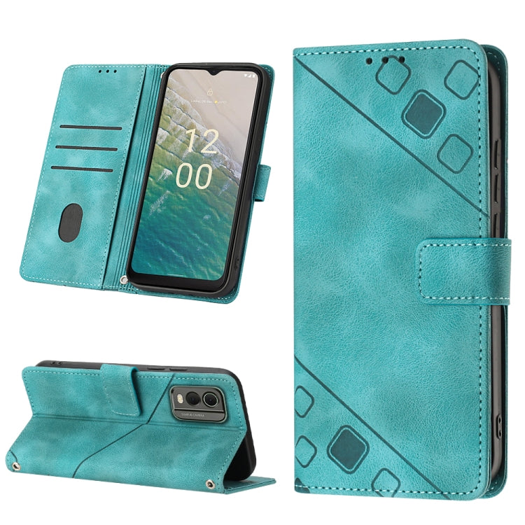 For Nokia C32 Skin-feel Embossed Leather Phone Case