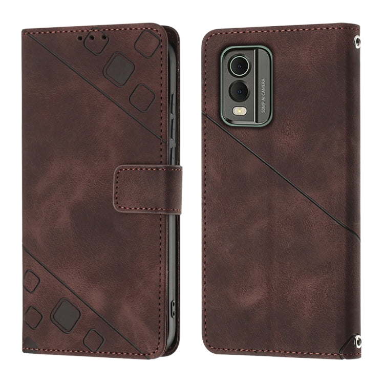 For Nokia C32 Skin-feel Embossed Leather Phone Case