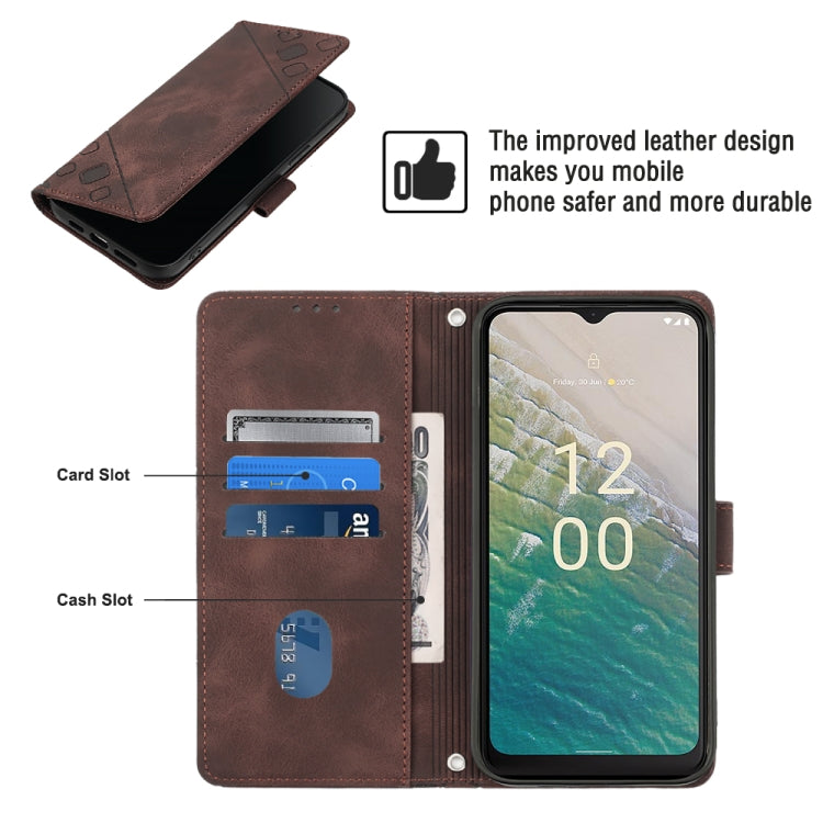 For Nokia C32 Skin-feel Embossed Leather Phone Case
