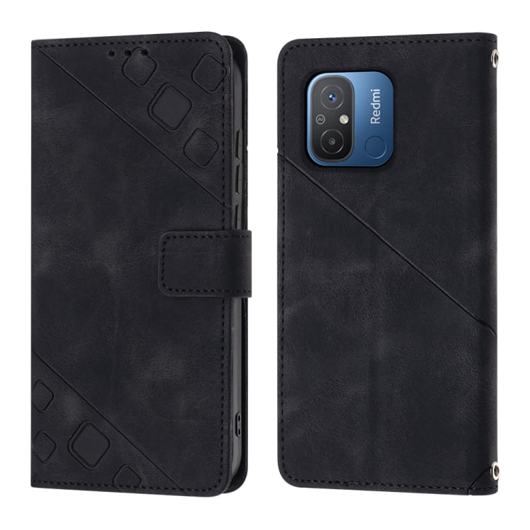 For Xiaomi Poco C55 / Redmi 12C / 11A Skin-feel Embossed Leather Phone Case