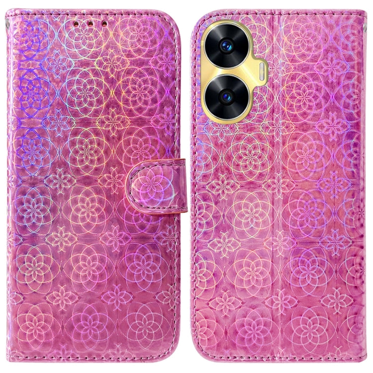 For Realme C55 Colorful Magnetic Buckle Leather Phone Case