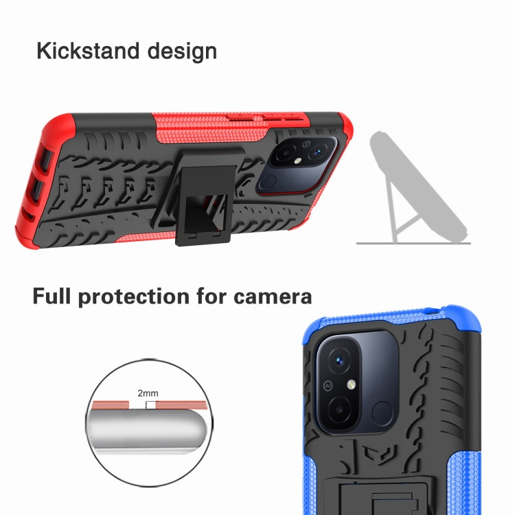 For Xiaomi Redmi 12C Tire Texture TPU + PC Phone Case with Holder