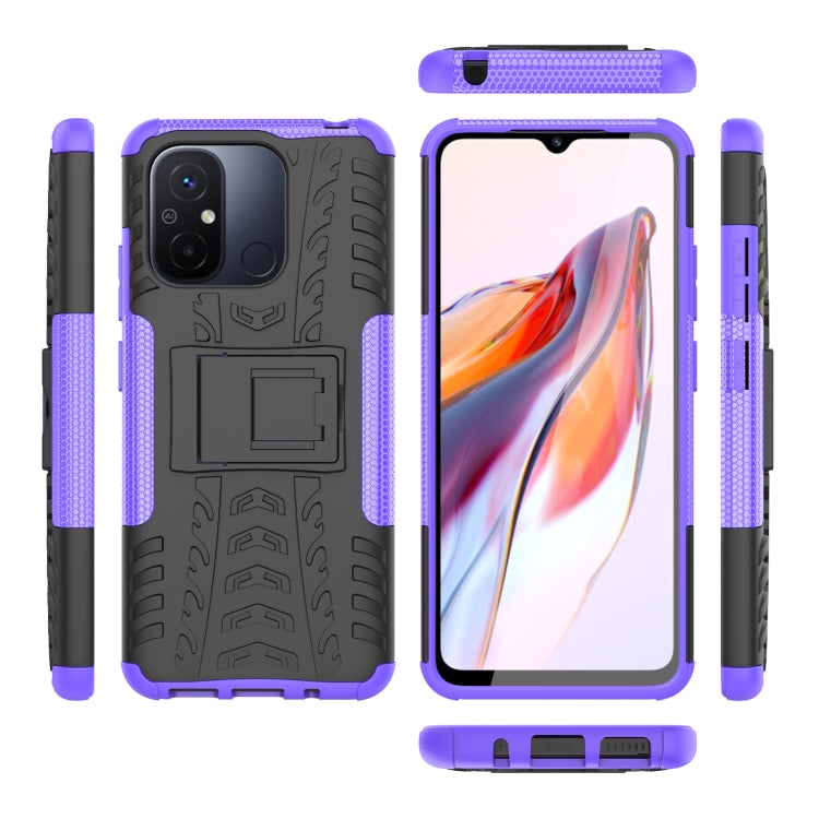For Xiaomi Poco C55 Tire Texture TPU + PC Phone Case with Holder
