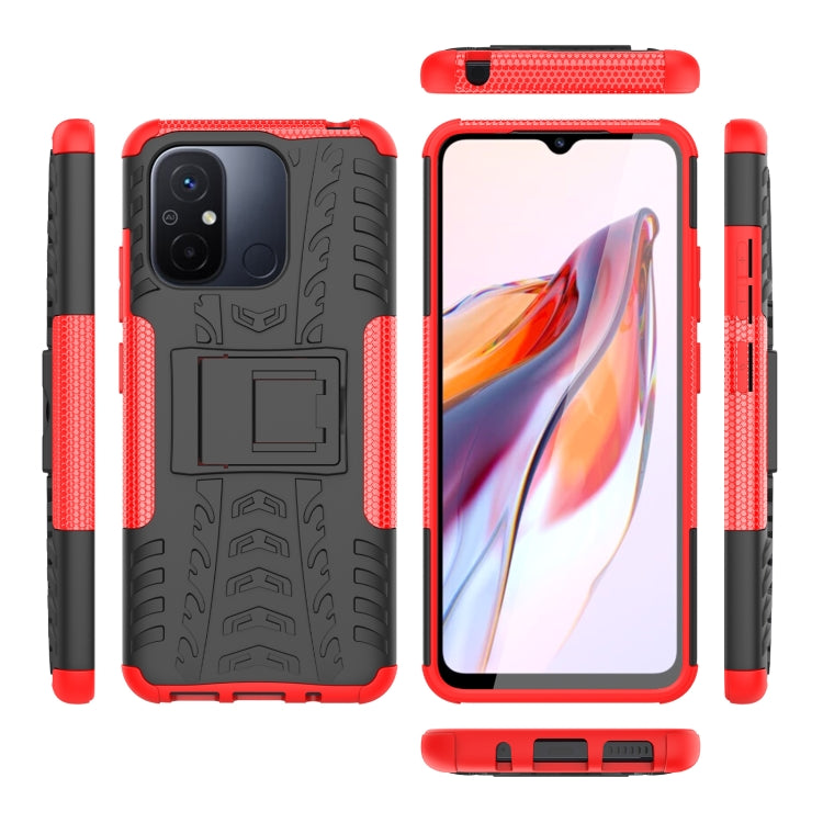 For Xiaomi Poco C55 Tire Texture TPU + PC Phone Case with Holder