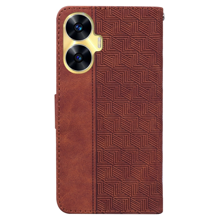 For Realme C55 Geometric Embossed Leather Phone Case
