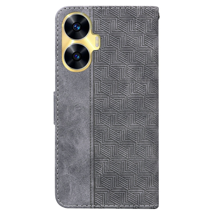 For Realme C55 Geometric Embossed Leather Phone Case