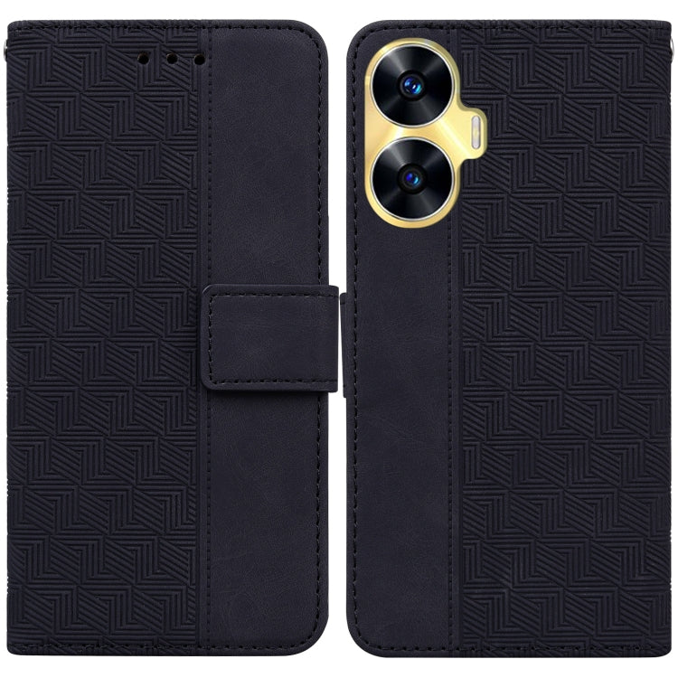 For Realme C55 Geometric Embossed Leather Phone Case