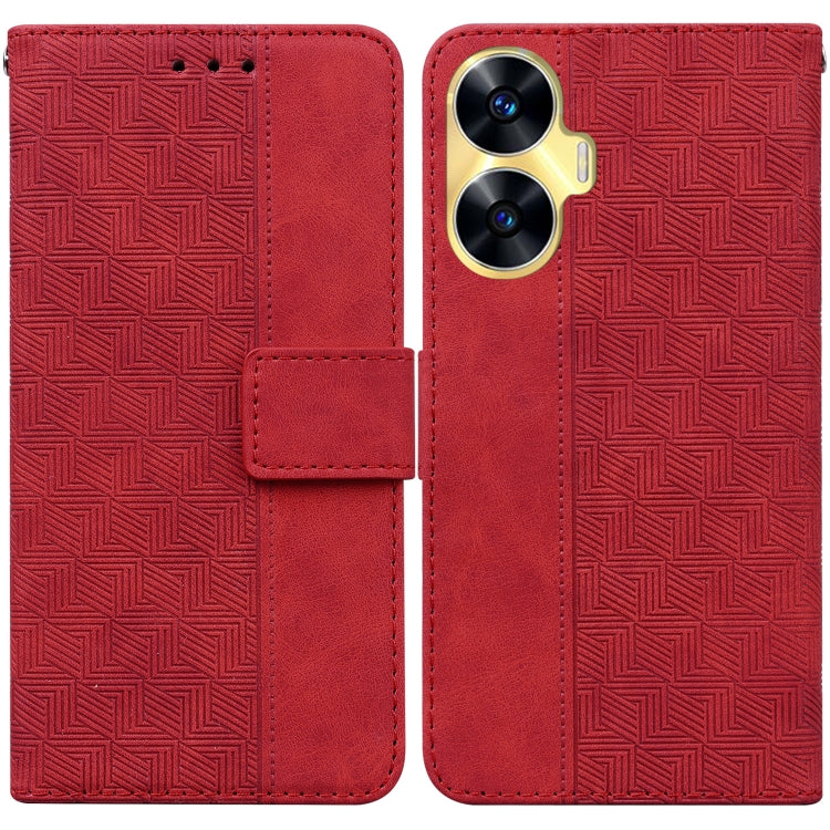 For Realme C55 Geometric Embossed Leather Phone Case