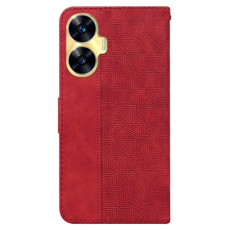 For Realme C55 Geometric Embossed Leather Phone Case