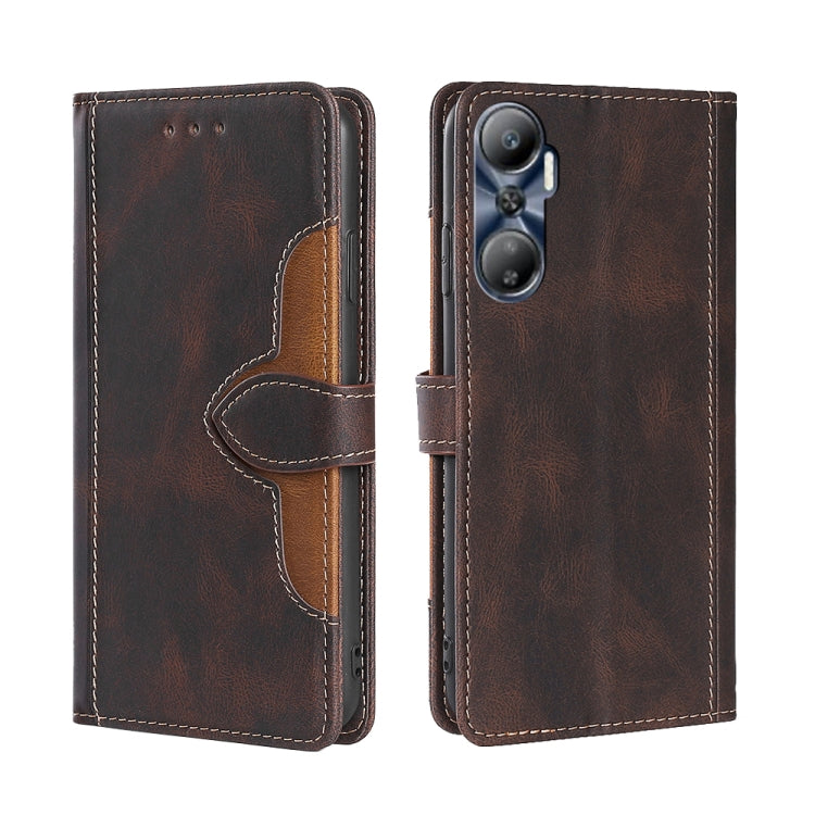 For Infinix Hot 20 4G Skin Feel Magnetic Buckle Leather Phone Case