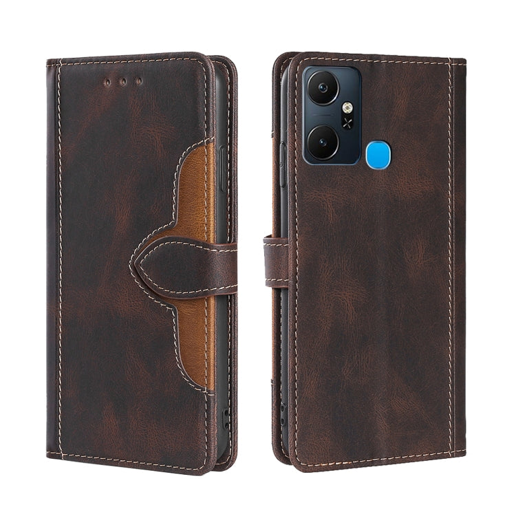 For Infinix Smart 6 Plus Skin Feel Magnetic Buckle Leather Phone Case