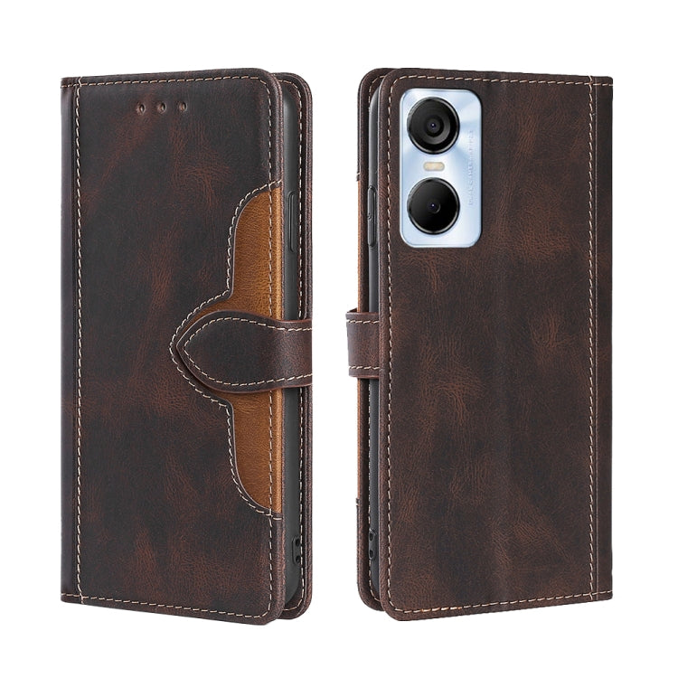For Tecno Pop 6 Pro Skin Feel Magnetic Buckle Leather Phone Case