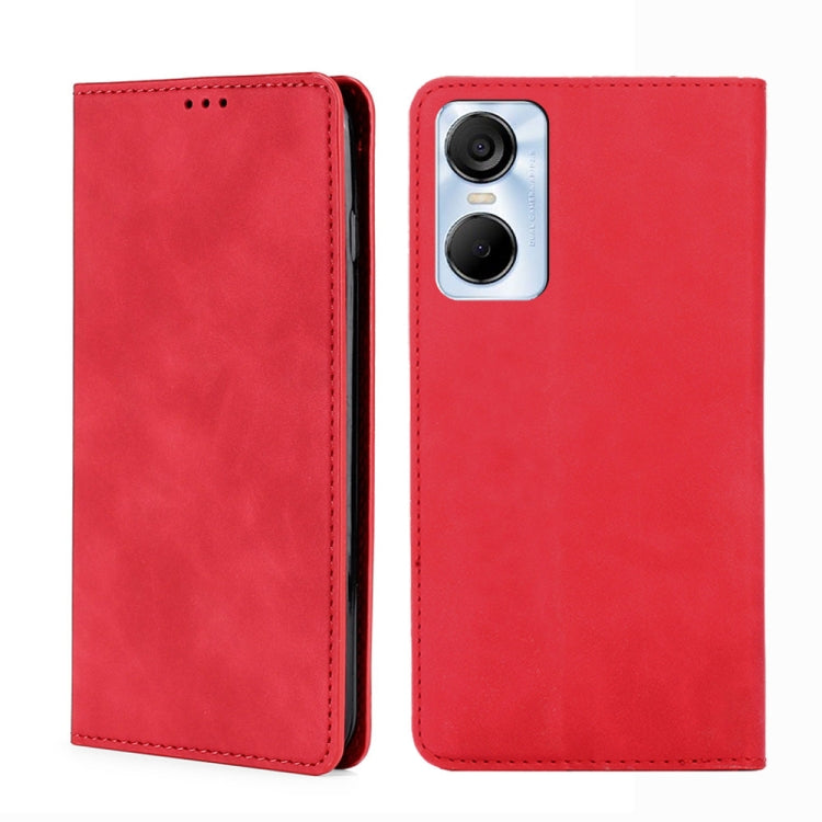 For Tecno Pop 6 Pro Skin Feel Magnetic Horizontal Flip Leather Phone Case