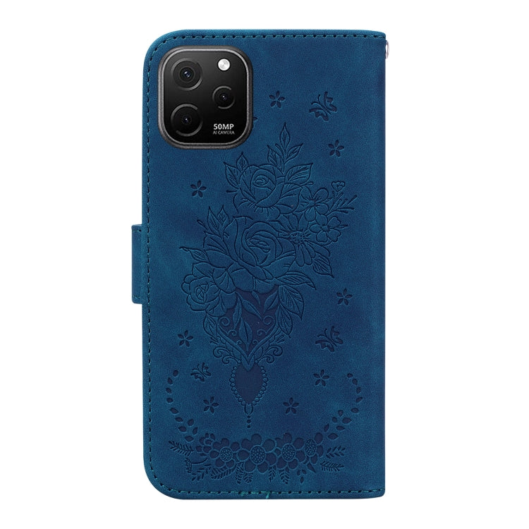 For Huawei nova Y61 / Enjoy 50z Butterfly Rose Embossed Leather Phone Case