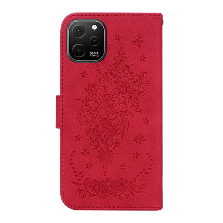 For Huawei nova Y61 / Enjoy 50z Butterfly Rose Embossed Leather Phone Case