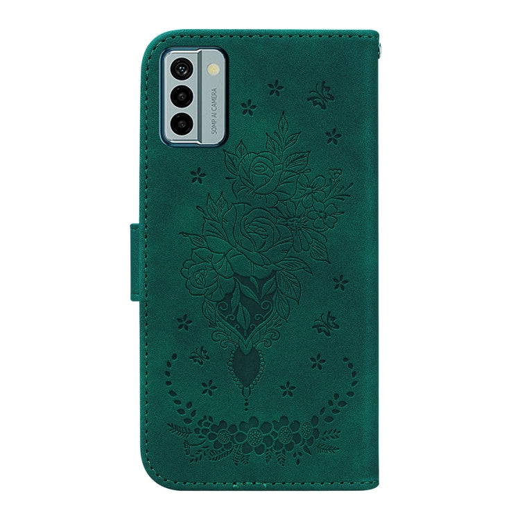 For Nokia G22 Butterfly Rose Embossed Leather Phone Case