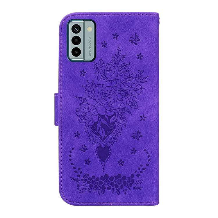 For Nokia G22 Butterfly Rose Embossed Leather Phone Case