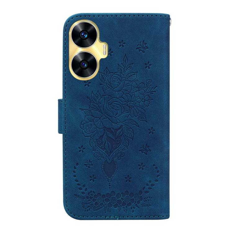 For Realme C55 Butterfly Rose Embossed Leather Phone Case