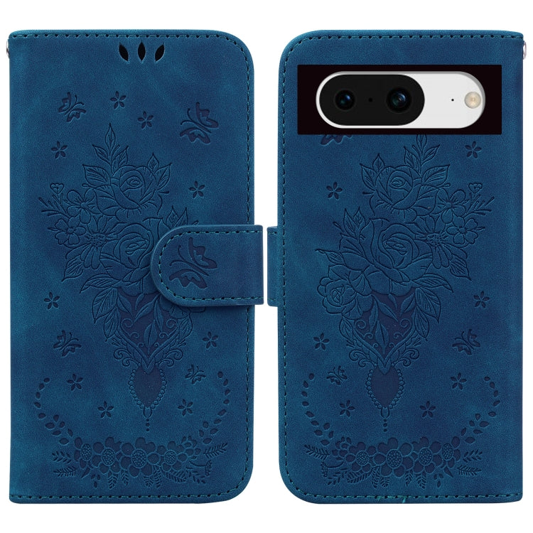 For Google Pixel 8 Butterfly Rose Embossed Leather Phone Case