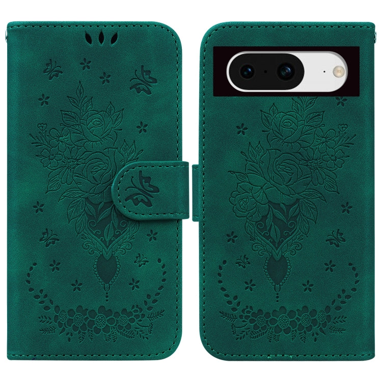 For Google Pixel 8 Butterfly Rose Embossed Leather Phone Case