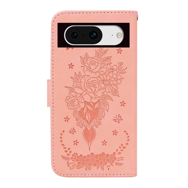 For Google Pixel 8 Butterfly Rose Embossed Leather Phone Case