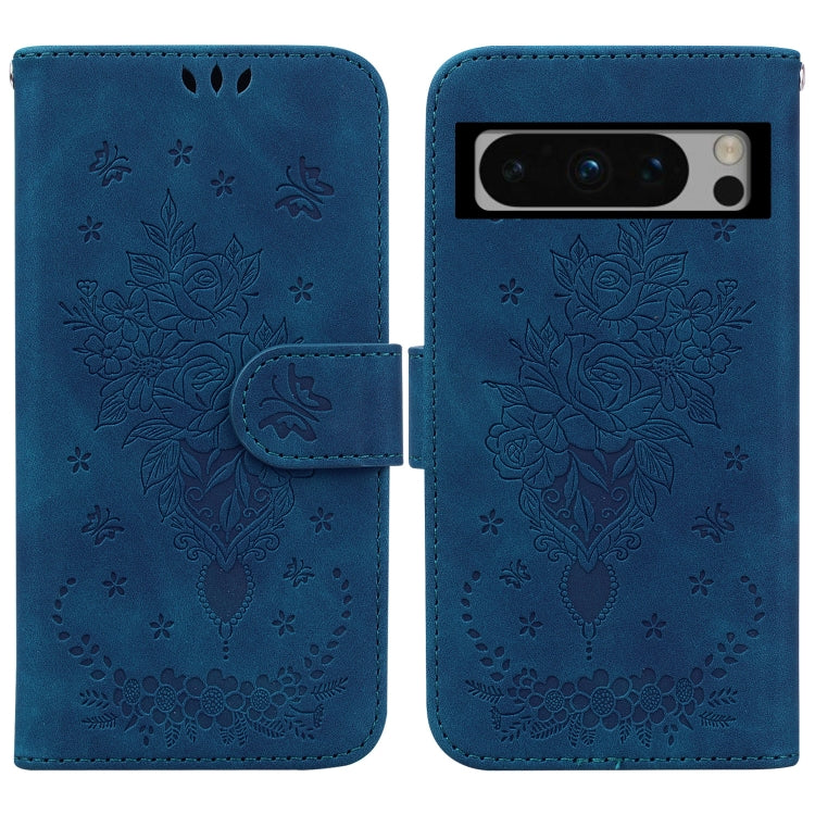 For Google Pixel 8 Pro Butterfly Rose Embossed Leather Phone Case