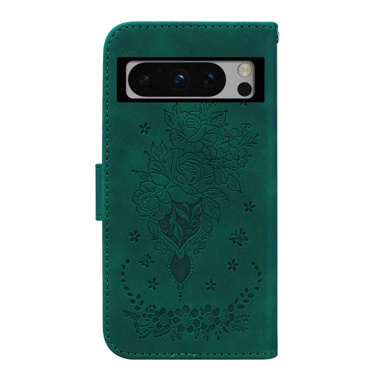 For Google Pixel 8 Pro Butterfly Rose Embossed Leather Phone Case