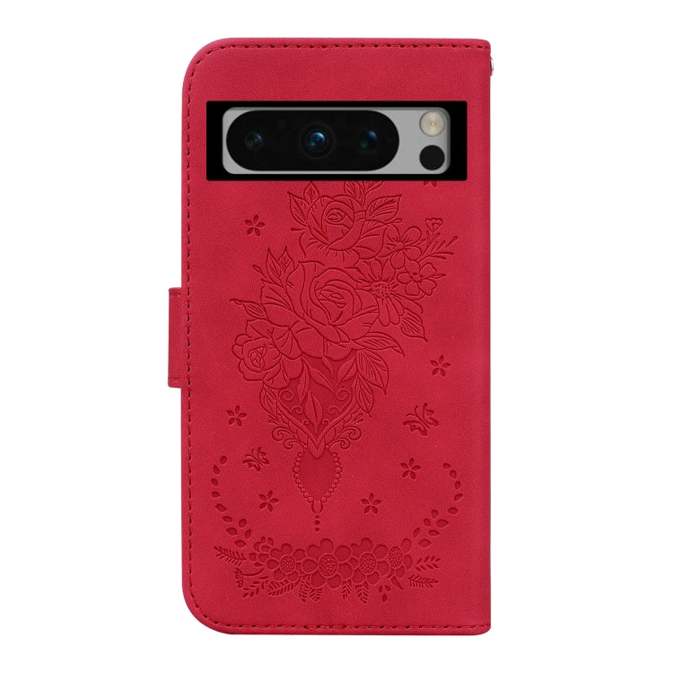 For Google Pixel 8 Pro Butterfly Rose Embossed Leather Phone Case