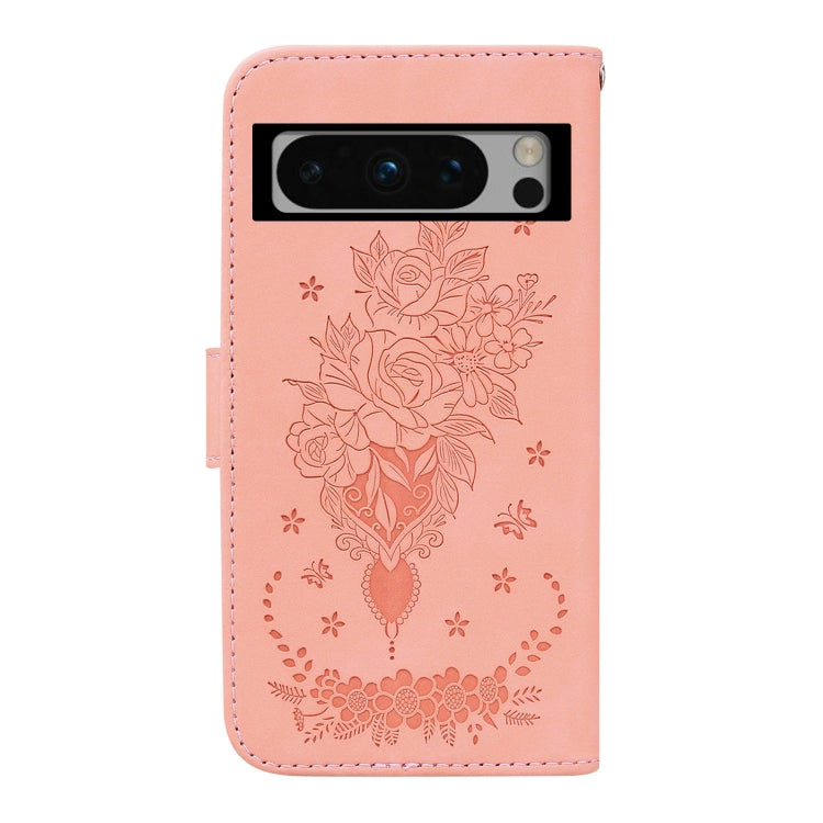 For Google Pixel 8 Pro Butterfly Rose Embossed Leather Phone Case