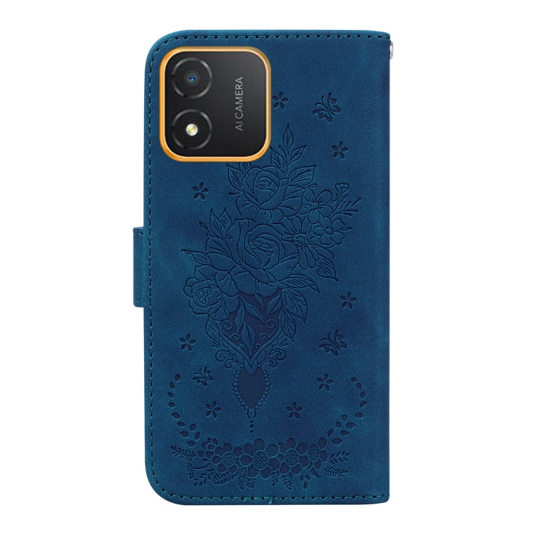 For Honor X5 Butterfly Rose Embossed Leather Phone Case