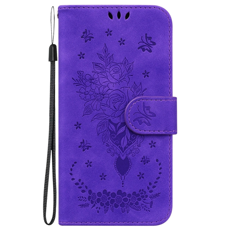 For Honor X5 Butterfly Rose Embossed Leather Phone Case