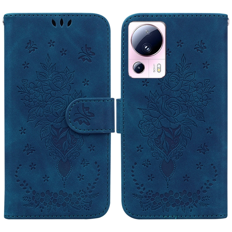 For Xiaomi 13 Lite / Civi 2 Butterfly Rose Embossed Leather Phone Case