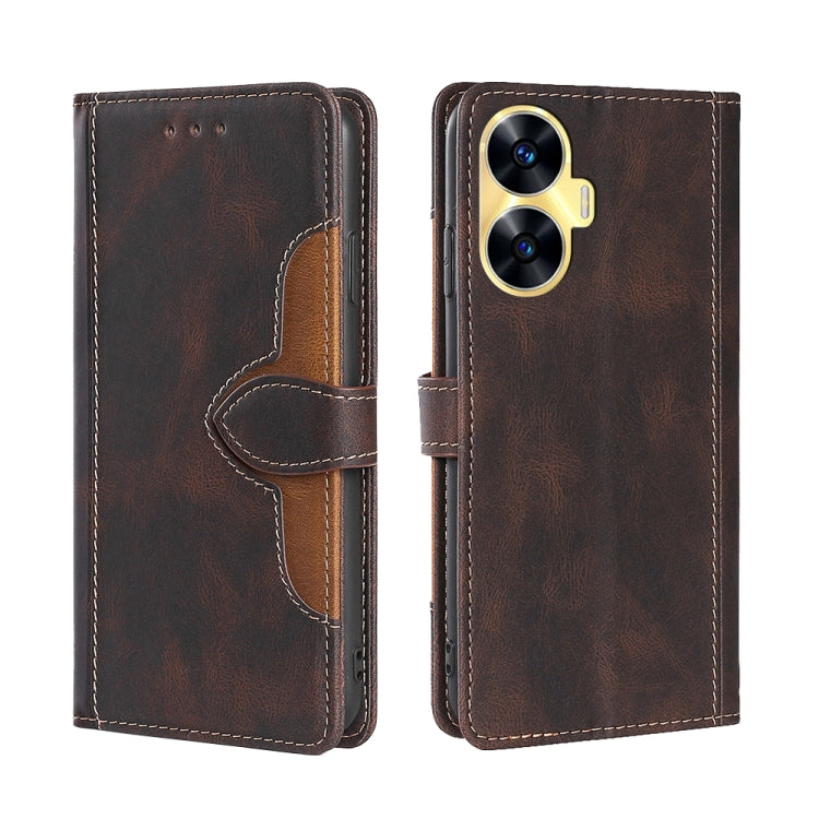 For Realme C55 4G Skin Feel Magnetic Buckle Leather Phone Case