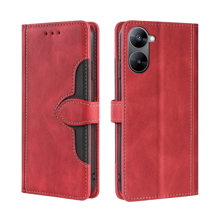 For Realme V30 5G / V30T Skin Feel Magnetic Buckle Leather Phone Case