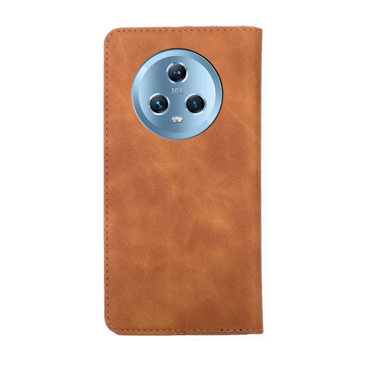 For Honor Magic5 Skin Feel Magnetic Horizontal Flip Leather Phone Case