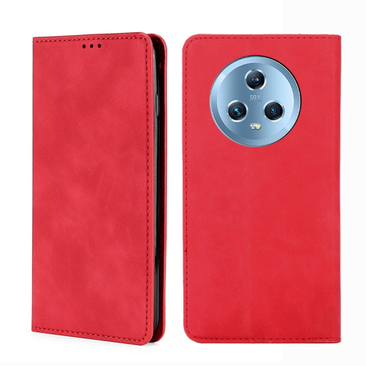 For Honor Magic5 Skin Feel Magnetic Horizontal Flip Leather Phone Case