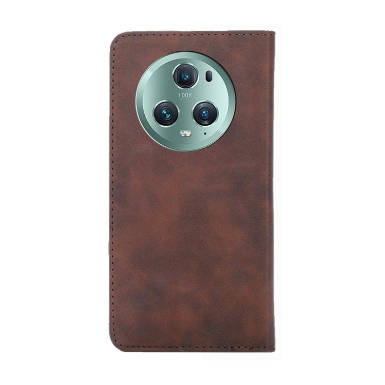 For Honor Magic5 Pro Skin Feel Magnetic Horizontal Flip Leather Phone Case