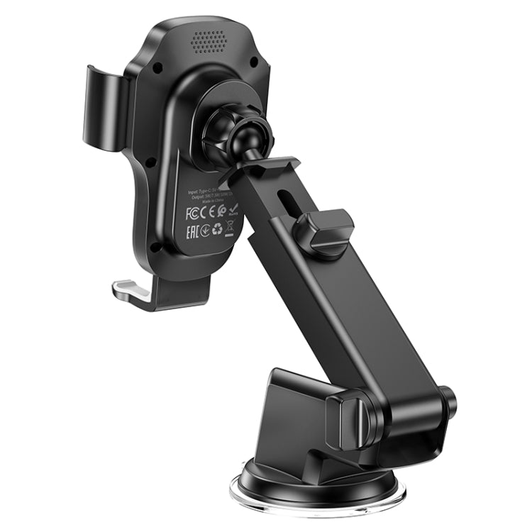 hoco HW3 Wise Automatic Induction Wireless Fast Charging Center Console Car Holder(Black)