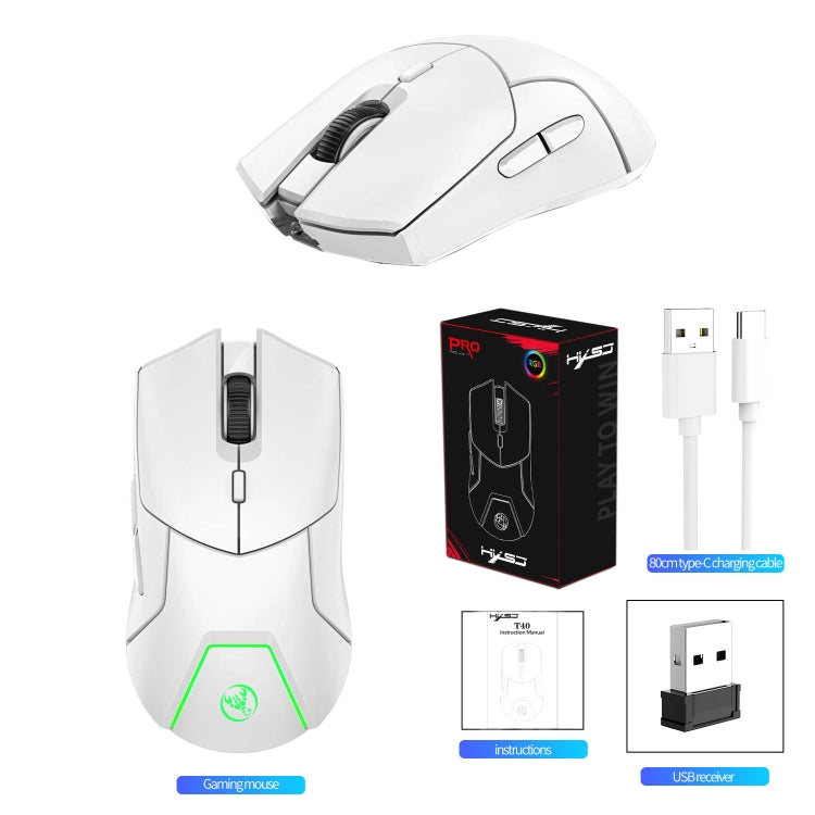HXSJ T40 7 Keys 4000DPI Three-mode Colorful Backlight Wireless Gaming Mouse Rechargeable