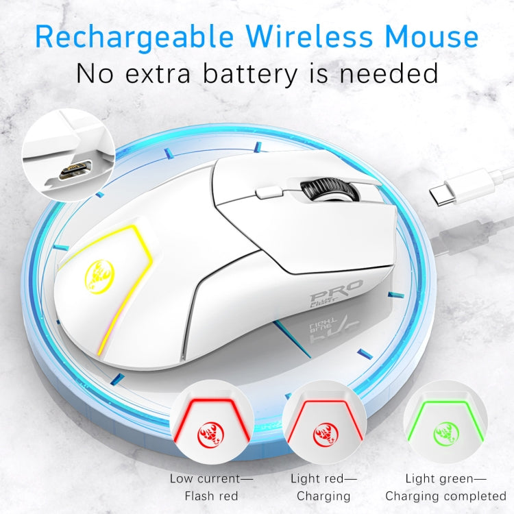 HXSJ T40 7 Keys 4000DPI Three-mode Colorful Backlight Wireless Gaming Mouse Rechargeable