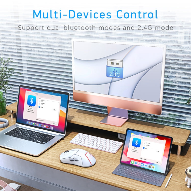 HXSJ T40 7 Keys 4000DPI Three-mode Colorful Backlight Wireless Gaming Mouse Rechargeable