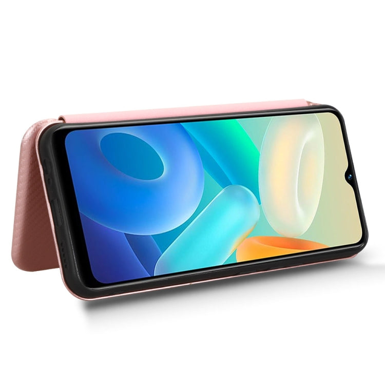 For vivo Y02s Carbon Fiber Texture Flip Leather Phone Case