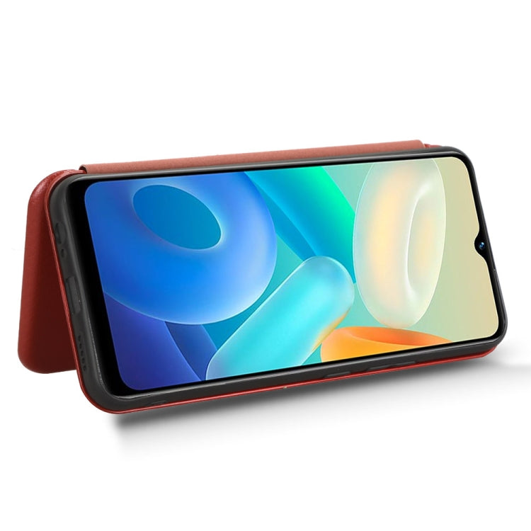 For vivo Y02s Carbon Fiber Texture Flip Leather Phone Case