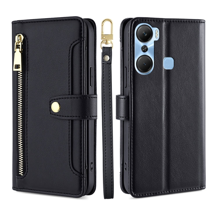 For Infinix Hot 12 Pro Sheep Texture Cross-body Zipper Wallet Leather Phone Case
