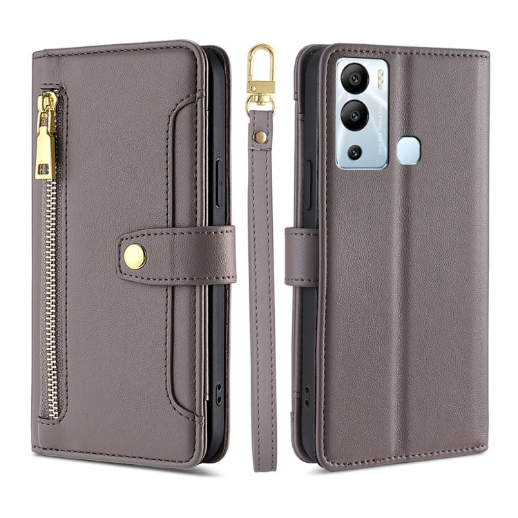 For Infinix Hot 12i Sheep Texture Cross-body Zipper Wallet Leather Phone Case